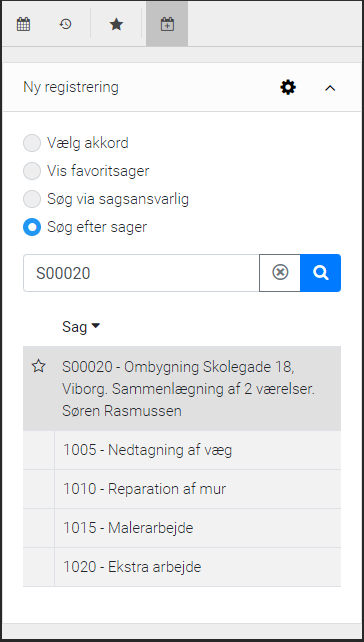 sag i timeregistrering til Business Central